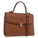 Burberrys Hand Bag Leather 2way Brown Silver Auth mr2205-1