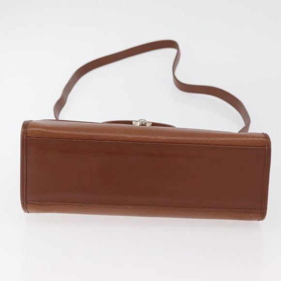Burberrys Hand Bag Leather 2way Brown Silver Auth mr2205