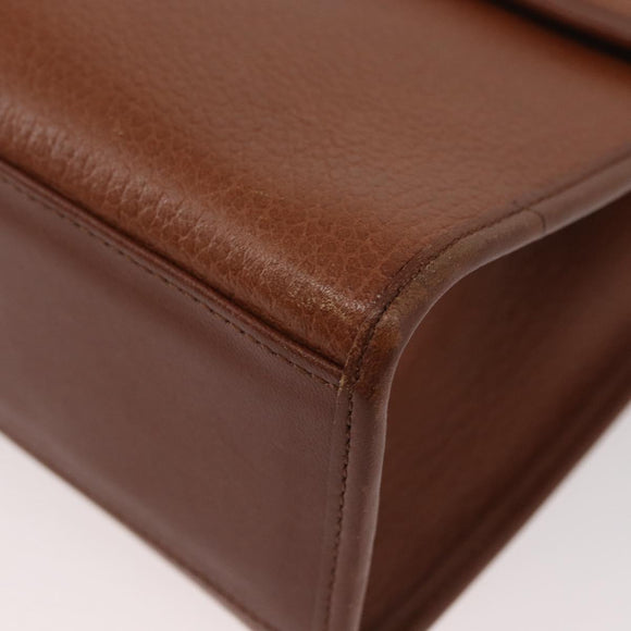 Burberrys Hand Bag Leather 2way Brown Silver Auth mr2205