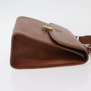 Burberrys Hand Bag Leather 2way Brown Silver Auth mr2205-3