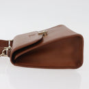 Burberrys Hand Bag Leather 2way Brown Silver Auth mr2205-4