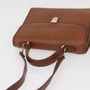 Burberrys Hand Bag Leather 2way Brown Silver Auth mr2205-6