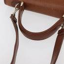 Burberrys Hand Bag Leather 2way Brown Silver Auth mr2205-7
