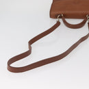 Burberrys Hand Bag Leather 2way Brown Silver Auth mr2205-9