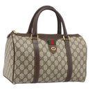 GUCCI GG Supreme Web Sherry Line Boston Bag PVC Beige Gold 40 02 007 Auth mr2206-1