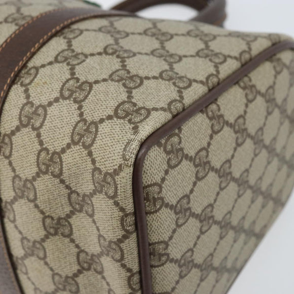 GUCCI GG Supreme Web Sherry Line Boston Bag PVC Beige Gold 40 02 007 Auth mr2206