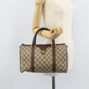 GUCCI GG Supreme Web Sherry Line Boston Bag PVC Beige Gold 40 02 007 Auth mr2206-23
