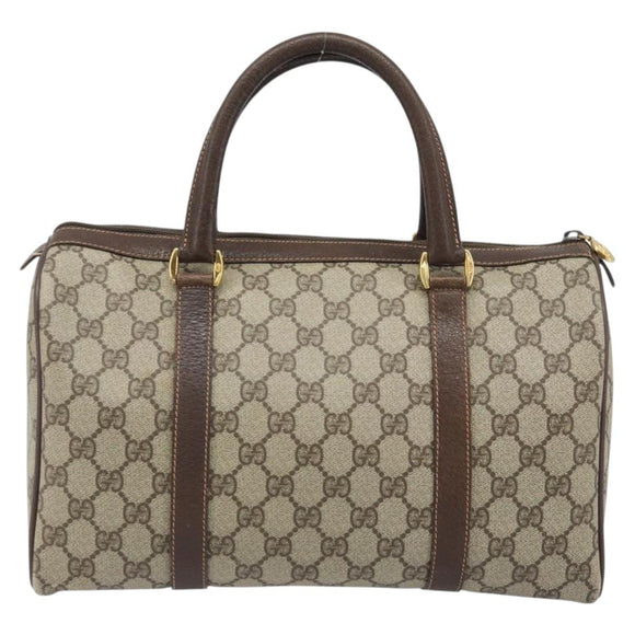 GUCCI GG Supreme Web Sherry Line Boston Bag PVC Beige Gold 40 02 007 Auth mr2206