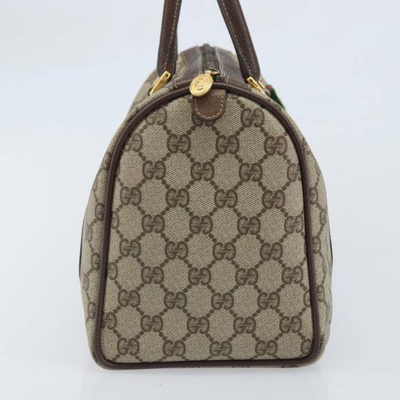 GUCCI GG Supreme Web Sherry Line Boston Bag PVC Beige Gold 40 02 007 Auth mr2206
