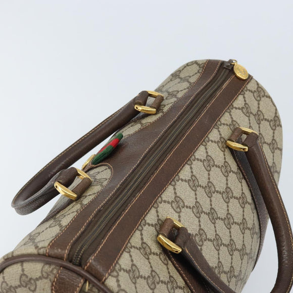 GUCCI GG Supreme Web Sherry Line Boston Bag PVC Beige Gold 40 02 007 Auth mr2206