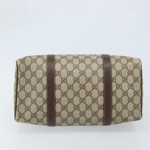 GUCCI GG Supreme Web Sherry Line Boston Bag PVC Beige Gold 40 02 007 Auth mr2206