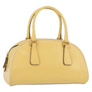 PRADA Hand Bag Leather Yellow Gold Auth mr2207-1
