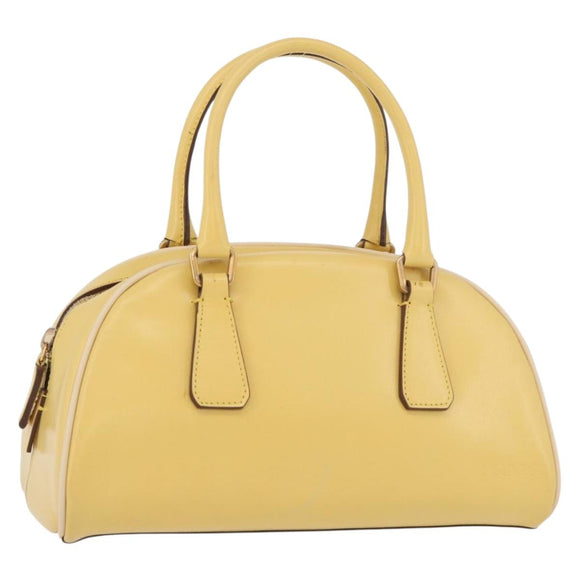 PRADA Hand Bag Leather Yellow Gold Auth mr2207