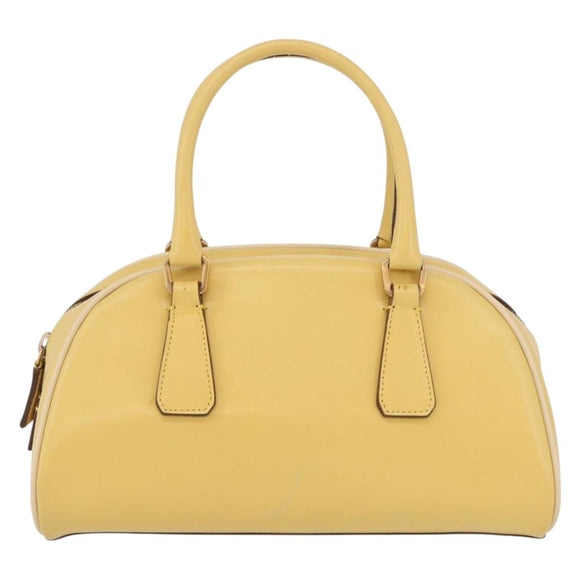 PRADA Hand Bag Leather Yellow Gold Auth mr2207