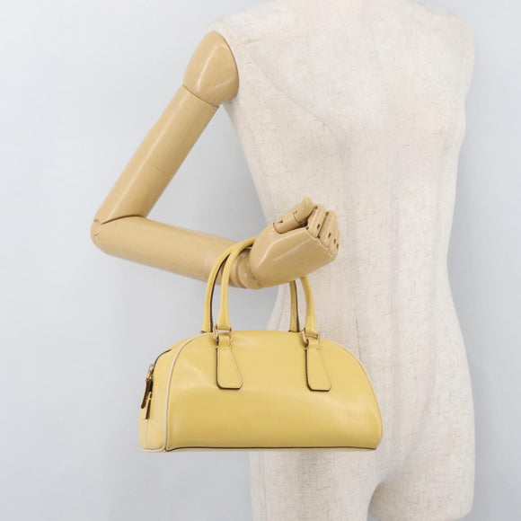 PRADA Hand Bag Leather Yellow Gold Auth mr2207
