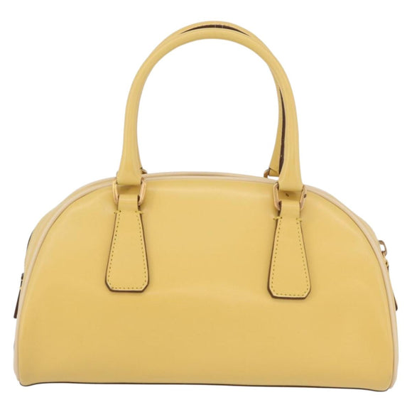 PRADA Hand Bag Leather Yellow Gold Auth mr2207