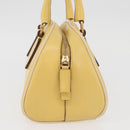 PRADA Hand Bag Leather Yellow Gold Auth mr2207-4