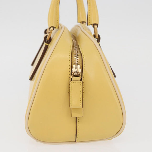 PRADA Hand Bag Leather Yellow Gold Auth mr2207