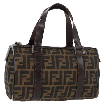 FENDI Zucca Canvas Hand Bag Black Brown Auth mr2208