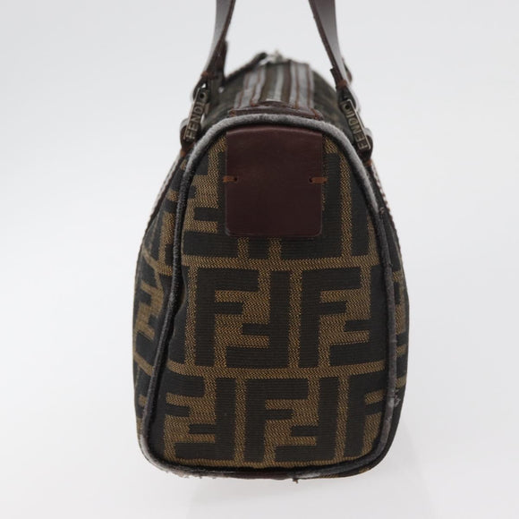 FENDI Zucca Canvas Hand Bag Black Brown Auth mr2208