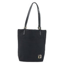 FENDI Zucchino Canvas Tote Bag Black Silver Auth mr2209-13