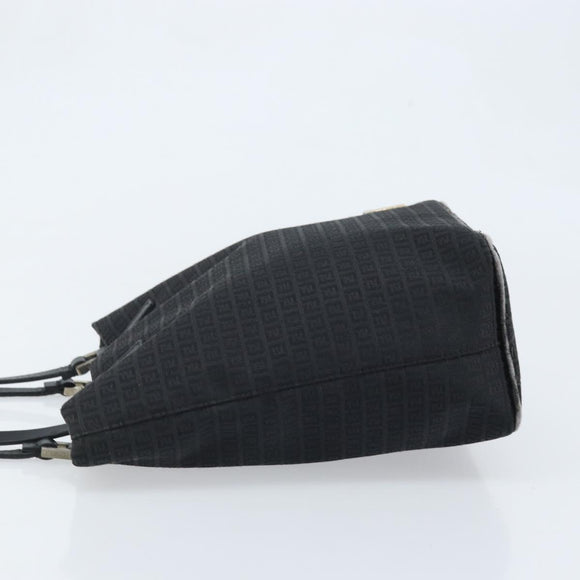 FENDI Zucchino Canvas Tote Bag Black Silver Auth mr2209