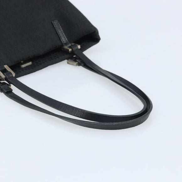 FENDI Zucchino Canvas Tote Bag Black Silver Auth mr2209
