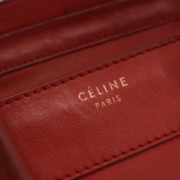 CELINE Micro Shopper Hand Bag Leather Red Gold Auth mr2211