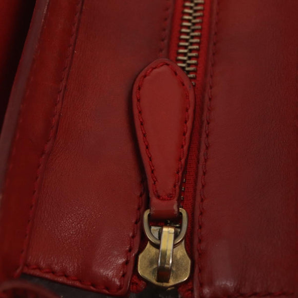 CELINE Micro Shopper Hand Bag Leather Red Gold Auth mr2211
