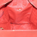 CELINE Micro Shopper Hand Bag Leather Red Gold Auth mr2211-17