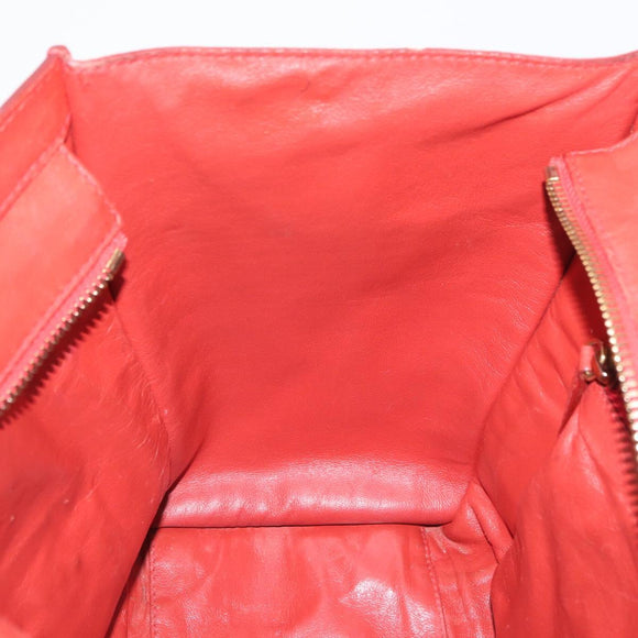 CELINE Micro Shopper Hand Bag Leather Red Gold Auth mr2211