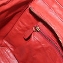 CELINE Micro Shopper Hand Bag Leather Red Gold Auth mr2211-19