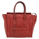 CELINE Micro Shopper Hand Bag Leather Red Gold Auth mr2211-2