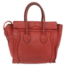 CELINE Micro Shopper Hand Bag Leather Red Gold Auth mr2211-3