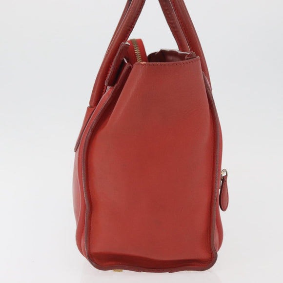 CELINE Micro Shopper Hand Bag Leather Red Gold Auth mr2211