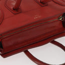CELINE Micro Shopper Hand Bag Leather Red Gold Auth mr2211-6