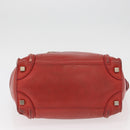 CELINE Micro Shopper Hand Bag Leather Red Gold Auth mr2211-9