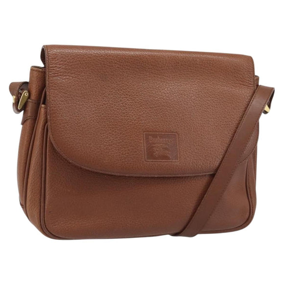 Burberrys Shoulder Bag Leather 2way Brown Gold Auth mr2215
