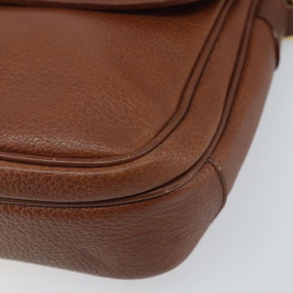 Burberrys Shoulder Bag Leather 2way Brown Gold Auth mr2215