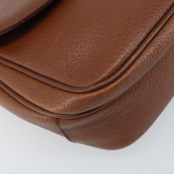 Burberrys Shoulder Bag Leather 2way Brown Gold Auth mr2215