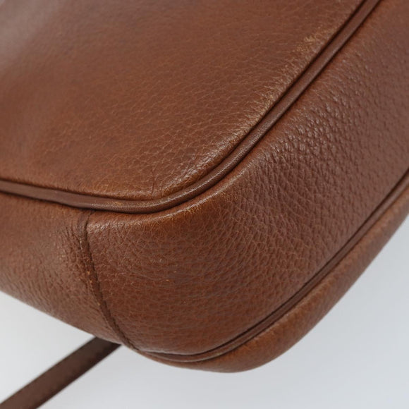 Burberrys Shoulder Bag Leather 2way Brown Gold Auth mr2215