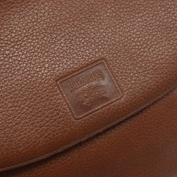 Burberrys Shoulder Bag Leather 2way Brown Gold Auth mr2215