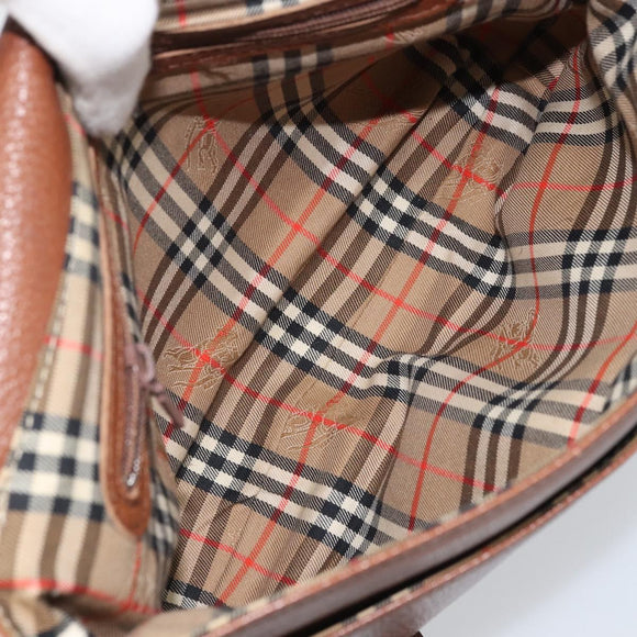 Burberrys Shoulder Bag Leather 2way Brown Gold Auth mr2215