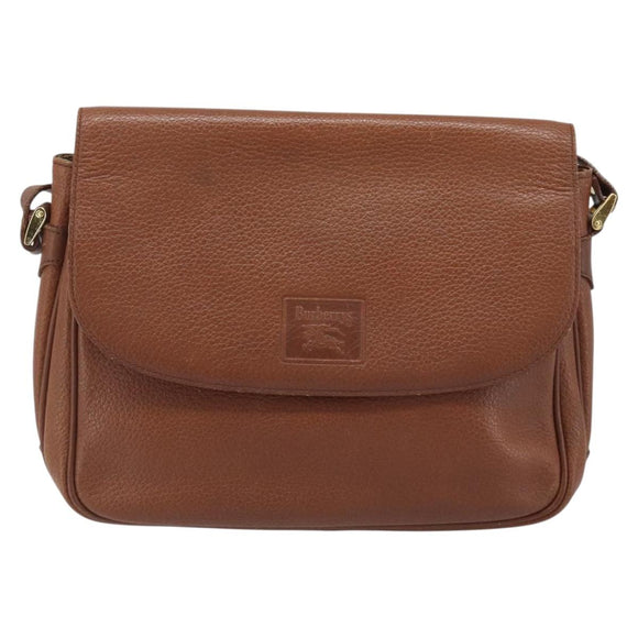 Burberrys Shoulder Bag Leather 2way Brown Gold Auth mr2215