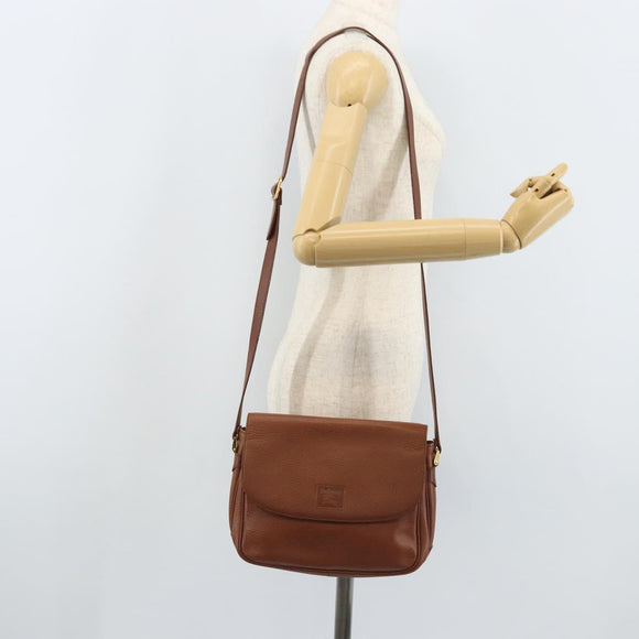 Burberrys Shoulder Bag Leather 2way Brown Gold Auth mr2215