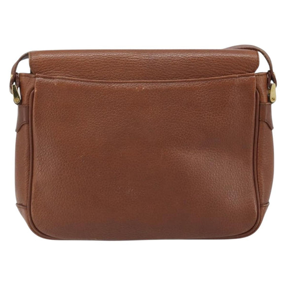 Burberrys Shoulder Bag Leather 2way Brown Gold Auth mr2215