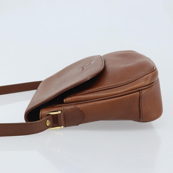 Burberrys Shoulder Bag Leather 2way Brown Gold Auth mr2215