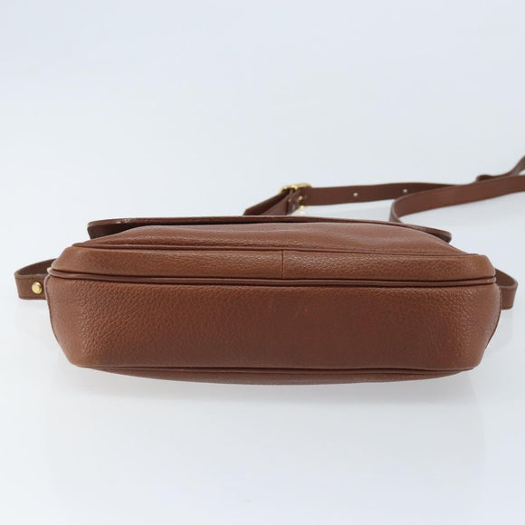 Burberrys Shoulder Bag Leather 2way Brown Gold Auth mr2215