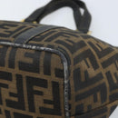 FENDI Zucca Canvas Hand Bag Brown Black Auth mr2221-9
