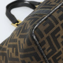 FENDI Zucca Canvas Hand Bag Brown Black Auth mr2221-14
